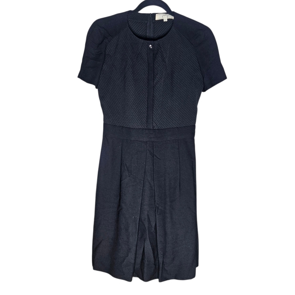 Athé by Vanessa Bruno Black A-Line Dress Hidden Zipper & Buttons sz 2 (FR 34)